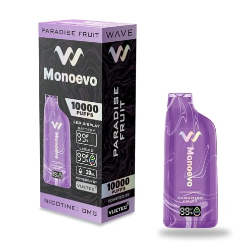 Monoevo VAPE 爆煙 濃厚な味わい 爽やかな吸い心地 使い捨てvape 電子タバコ 大容量 ニコチン タール無し 禁煙サポート (パラダイスフルーツ)