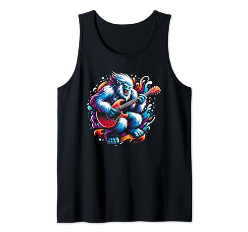 Bigfoot Guitar Guitarist Sasquatch Musician Colorful Rock Tank Top