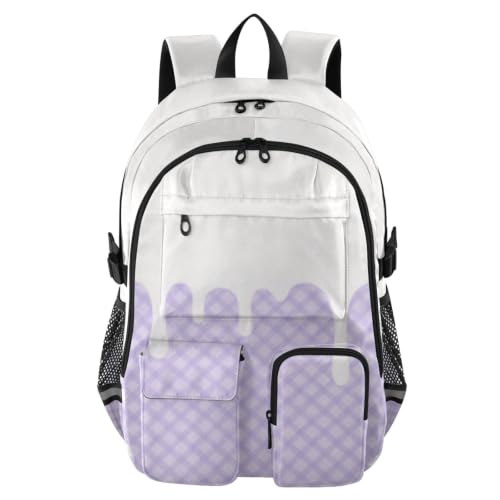 Mochila de viaje para laptop espaciosa para adolescentes con diseño de helados morados