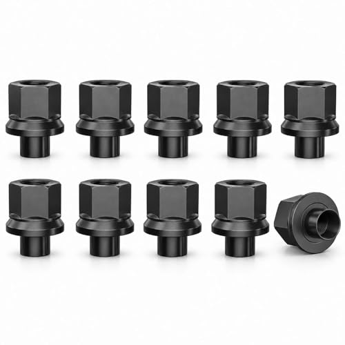 MIKKUPPA M22x1.5 Flanged Wheel Lug Nuts, 10PCS Two-Piece 19mm Sleeve Heavy Duty Truck Black 33mm Hex Wheel Nuts Fit Steel Dual Wheels with Hub Piloted Seat and 26mm Bolt Hole by MIKKUPPA - Used condition - US$49.07