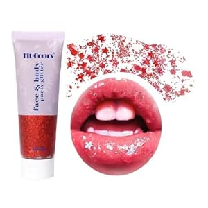 Red Face and Body Glitter Gel,Holographic Cosmetic Laser Powder Festival Glitter Makeup,Sequins Shimmer Liquid Eyeshadow,Singer Concerts Music Festival Rave Accessories-50ML