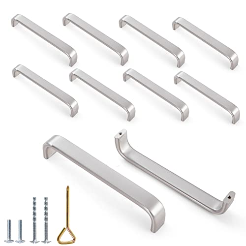 10 Stück Schrankgriffe, Kleiderschrankgriff, klassischer gewölbter Schubladengriff/massives Aluminium, Lochabstand 160 mm, Satin nickel,für Küchenschranktür/Badezimmer-Kommode/Garderobe/Gehäuse Cover