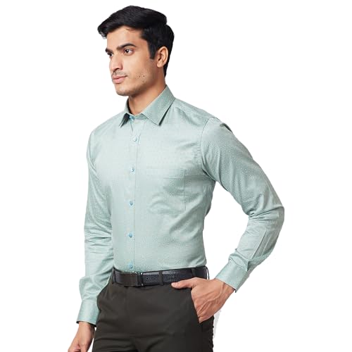 Image of Raymond Men's Slim Fit Self Design Petrol Shirt