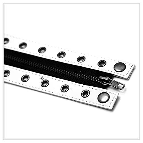 Xusamss Punk Alloy Zipper Wristband Pu Leather Cuff Bracelet,7 1/2 Wrist #TOP4