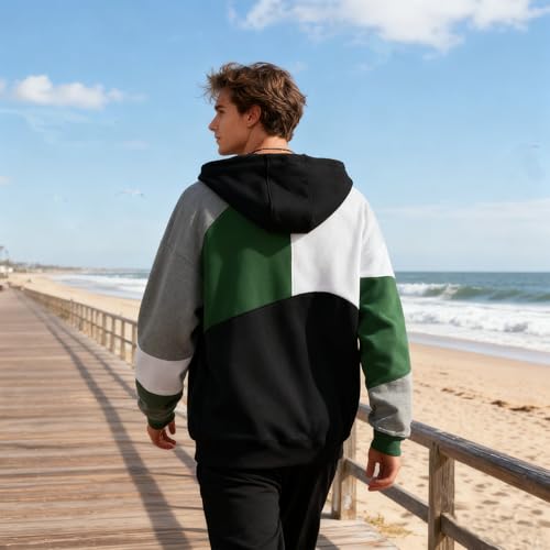 Sweat à capuche homme léger patchwork : restez au chaud avec style tout l'hiver