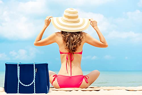 Hibala Neoprene Multipurpose Beach Bag,Gym/Travel/Pool Bag,Tote For Women&Men (Blue) #TOP5