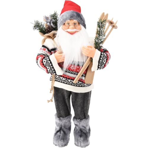 Carousel Home Large Nordic Standing Santa Claus Figurine | Grey Father Christmas Doll Santa Claus Figure Ornament | Traditional Father Christmas Decorations Indoor - 60cm