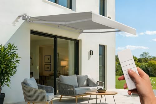 Cazeboo Store banne motorisé 3x2,5m Semi-Coffre Blanc – vue 2