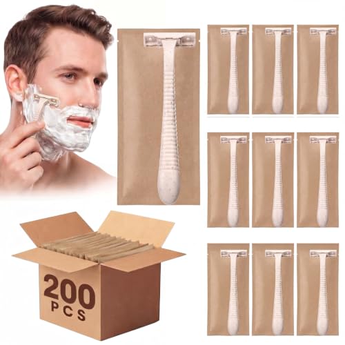 LemonRoad 200 Pcs Individually Wrapped Disposable Razors Bulk for Women Men