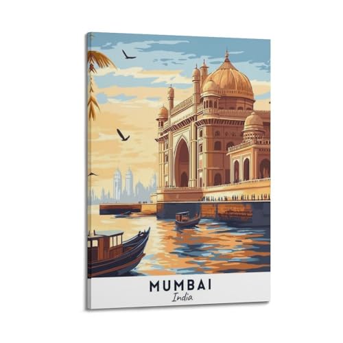 Poster Inde de la porte de l'Inde à Mumbai en toile 40x60cm style cadre