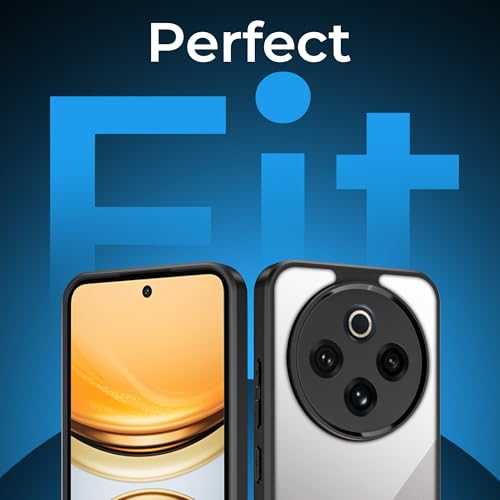 Image of A rtistque Clear Hard Armor Transparent Cover Case for iQOO Z10 5G / Vivo T4 5G | Anti-Drop Shockproof | TPU Edge | Stylish Design | Camera Protection | iQOO Z10 / Vivo T4 Back Cover - Black