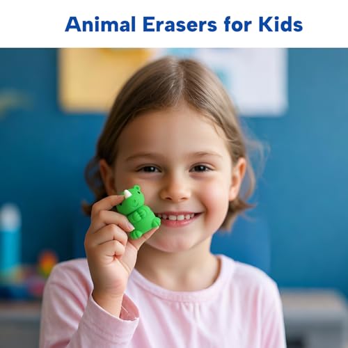 image for Gomimeor Animal Erasers for Kids, 35 Pcs Cute Puzzle Pencil Erasers fo