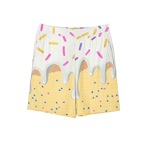 Girls Ice Cream Print Cute Beach Shorts Boys Loose Elastic Waist Athletic Summer Travel Shorts with Pockets for 5-14 Years3