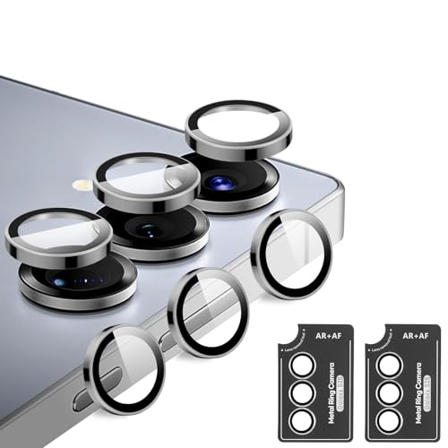 OFFCUP Protectores Lentes Cámara Samsung Galaxy S25, 9H Cristal Templado Ultrafino Resistente Arañazos, Protectores Individuales, Compatibles S25 Funda, 2 Sets (Gris Titanio)