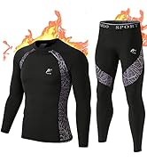 MeetHoo Thermounterwäsche Herren, Funktionsunterwäsche Atmungsaktiv Thermo Unterwäsche Set Lang T...