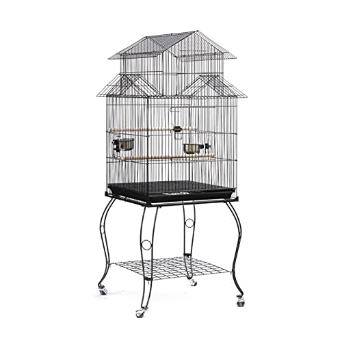 wanhaishop Gabbia Uccelli Gabbia per Uccelli Accessori Bird House Outdoor Large Birdcage Birdcage Cockatoo Canary Parrot Maga DAW con 4 Ruote Gabbia Voliera (Color : 59X 59X139.5cm)