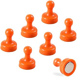 7 x Extra Strong Magnetic Push Pins Neodymium Magnets - Perfect for Maps, Whiteboards, Memos, Fridges, Homes, Schools and Offices [Assorted Colours] (Red, Large (7 Pins))