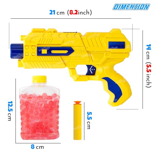 Image of Zest 4 Toyz 2 in 1 Shooting Gun Soft Bullet Gun for Kids Toy with 6 Soft Darts and Water Gel Balls Fun Target Shooting Game for Kids Dart Toy Gun for Boys - Yellow