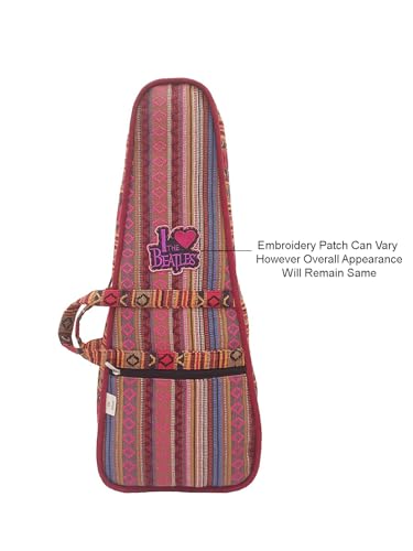 Image of The House of tara Modern Ukulele Bag | Ethnic Handloom Fabric Bag for Concerts | Multicolor | with External Zipper Pocket | Waterproof Padded Case | for Men and Women | Multicolor3