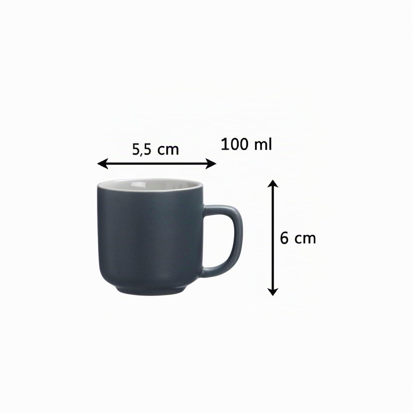 Ritzenhoff & Breker Jasper Espressotassen mit Untertassen, 4er Set, Grau, 240 ml, Espressogeschirr mit Soft-Touch-Haptik & Mattglasur, Spülmaschinengeeignet
