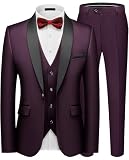 Autsel Traje para Hombre Negocio de 3 Piezas Ajustada Trajes Slim Fit Elegantes Boda Blazer Chalecos Pantalones Rojo XL