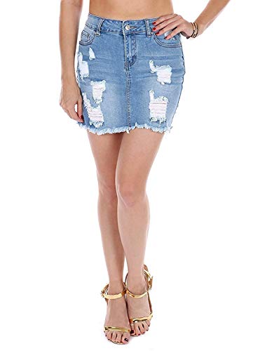 Wax Women's A-Line Denim Short Skirt, Light Denim, Small #TOP2