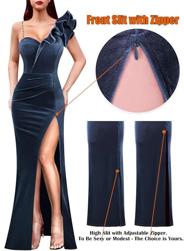 Image of VFSHOW Womens Ruffle One Shoulder Formal Prom Gala Maxi Dress Evening Gown