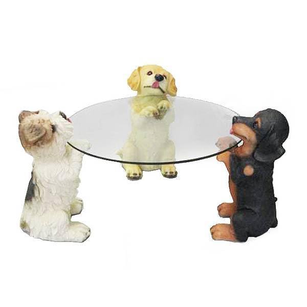 B品(多少の小傷)/犬付きガラステーブル/陶器犬/定価24000円/子犬の置物 Amazon.co.jp: み アウトレット 3匹の犬 ガラステーブル 子犬の
