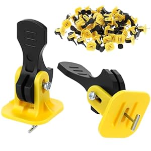 QWORK Tile Leveling System Kit, 100 Pcs Reusable Levelers, Floor Leveling Compounds 1/8″, Steel Pin Tlie Tools, for 2mm to 4mm Tile Gaps, 8mm to 12mm Tile Thickness