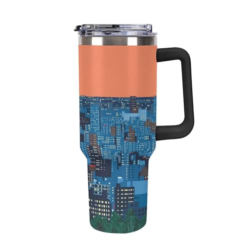 タンブラー 永井 博 夏の日 ポスター 油絵 水筒 40OZ 真空断熱 保温保冷 ステンレスマグボトル 結露しない ストロー付き/直飲み可能 洗いやすい ハンドル付き 車内用 アウトドア キャンプ 大容量