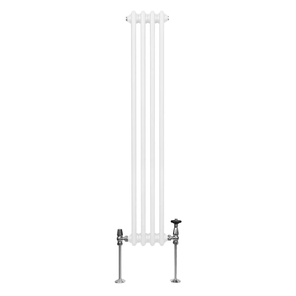 Tradycyjny grzejnik 2-kolumnowy 1500 mm x 202 mm nowoczesny grzejnik centralny z połyskiem biały stal węglowa pionowy montowany na ścianie kuchnia salon łazienka szczotka do czyszczenia zestaw