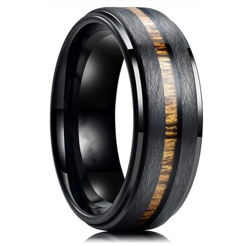 Alliance en tungstène noir bague anti rayures bois homme