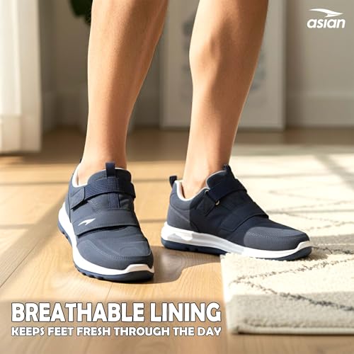 Image of ASIAN Men's Walking Shoes | Lightweight Comfort with Velcro Closure | Cushioned Support & Anti-Slip Sole | Ideal for Daily Walking & Long Hours