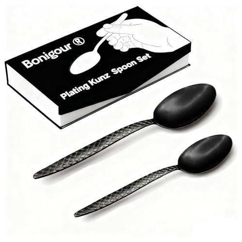 Bonigour Kunz Spoons - 2 Pack Professional Chef Spoon Set for Basting, Plating, Quenelle, Serving, Sauces| Vintage-inspired 8