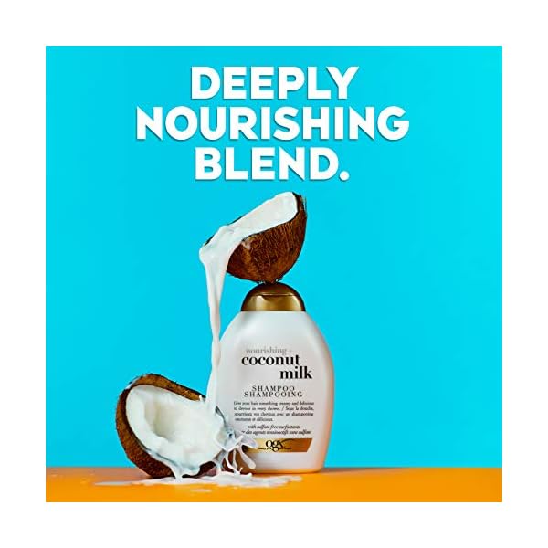 OGX Nourishing + Coconut Milk Moisturizing Shampoo for Strong & Healthy Hair, with Coconut Milk, Coconut Oil & Egg White Protein, Paraben-Free, Sulfate-Free Surfactants, 25.4 fl oz