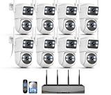 PTZ Dual Lens Wireless Security Camera System 4MP, 3TB HDD 45 Days Storage