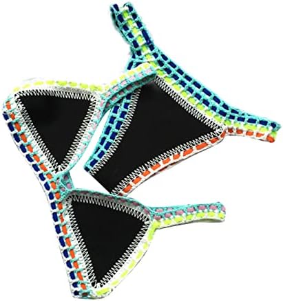 Maybenice Women's Knitted Seashell Triangle Bralette Crochet Triangle Bikini Top and Bottom Low Waist Bathing Suit Swimwear