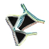 Maybenice Women's Knitted Seashell Triangle Bralette Crochet Triangle Bikini Top and Bottom Low Wais