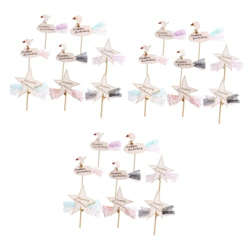 Alipis 3 Series Decoración De Pastel De Cumpleaños Adorable Cake Topper De Cisne Para Fiesta Adorno Para Tartas De Cumpleaños Casa 8 Piezas*3