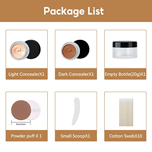 Tattoo Cover Up Makeup Waterproof, Professional Tattoo Concealer Use On Body, For Legs, Dark Spots, Scars, Vitiligo, 2 Colors/Set #TOP1