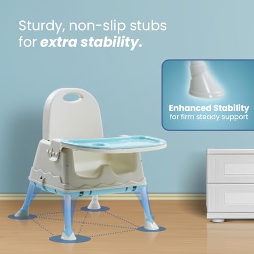 Image of Safe-O-Kid Multifunctional High Chair with 1 Year Warranty and Feeding Set, Adjustable, Foldable, and Comfortable with Soft Cushion & Removable Tray | 6 Months to 5Years I Blue
