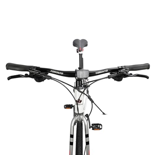 Image of Toronto H30 Rigid Bicycle with Alloy Frame and 700C, 24 Speed Gear with Front Suspension and disc Brakes, White, 1