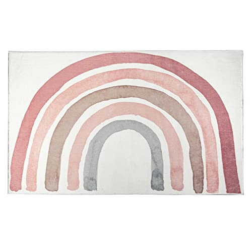 Image of Levtex Baby - Rainbow - Rug/Carpet - 3 x 5 (36in. X 60in.) - Cream, Pink, Mauve, Blush, Grey - 100% Polyester - Woven Fabric Backing