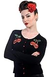 Mit Bio-Baumwolle hergestellt Banned Black Cherry Skulls Cardigan - UK 12 / US 8 / EU 38