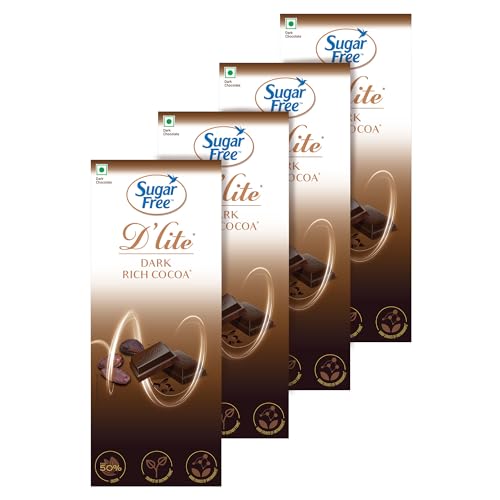 Image of Sugar Free D'lite Rich Cocoa Dark Chocolate Bar, 80Gm(Pack Of 4)
