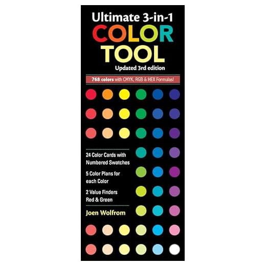 Ultimate 3-in-1 Color Tool, Updated 3rd Edition: - 24 Color Cards with Numbered Swatches - 5 Color Plans for each Color - 2 Value Finders Red & Green ... CMYK, RGB & HEX Formula (Reference Guide)