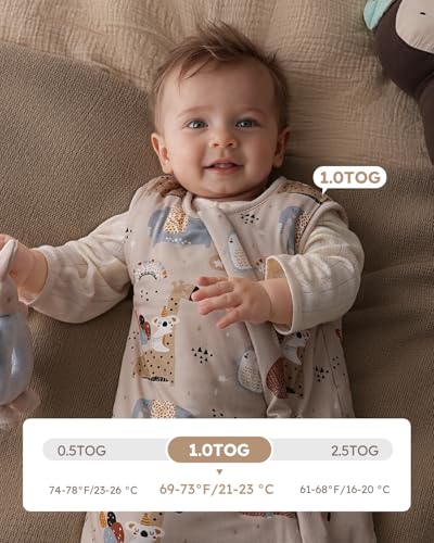 Image of Yoofoss Rayon Made from Bamboo Baby Sleep Sack 0-6 Months 1.0 Tog Baby Wearable Blanket, Super Soft Infant Toddler Sleeping Sack 2-Way Zipper