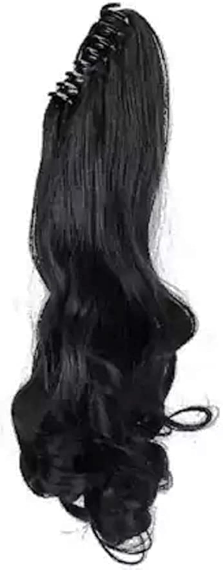 Fiber Clutcher Ponytail Hair Extension Wig for Women, Black, 18 Inch