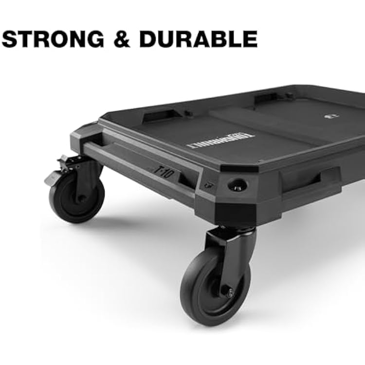 ToughBuilt 4-Wheel Cart, Tool Box Dolly for StackTech Toolboxes and Organizers - Heavy-Duty Rolling Base with Locking Casters, Tie-Down Points and Automatic Lock System