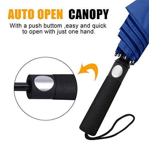 Image of G4Free 62 inch Portable Golf Umbrella Automatic Open Large Oversize Vented Double Canopy Windproof Waterproof Sport Umbrellas | Windproof Heavy Duty Umbrella, Automatic Open, Sport Umbrella, Durable, Waterproof Stick Umbrella, for Rain, for 2 People